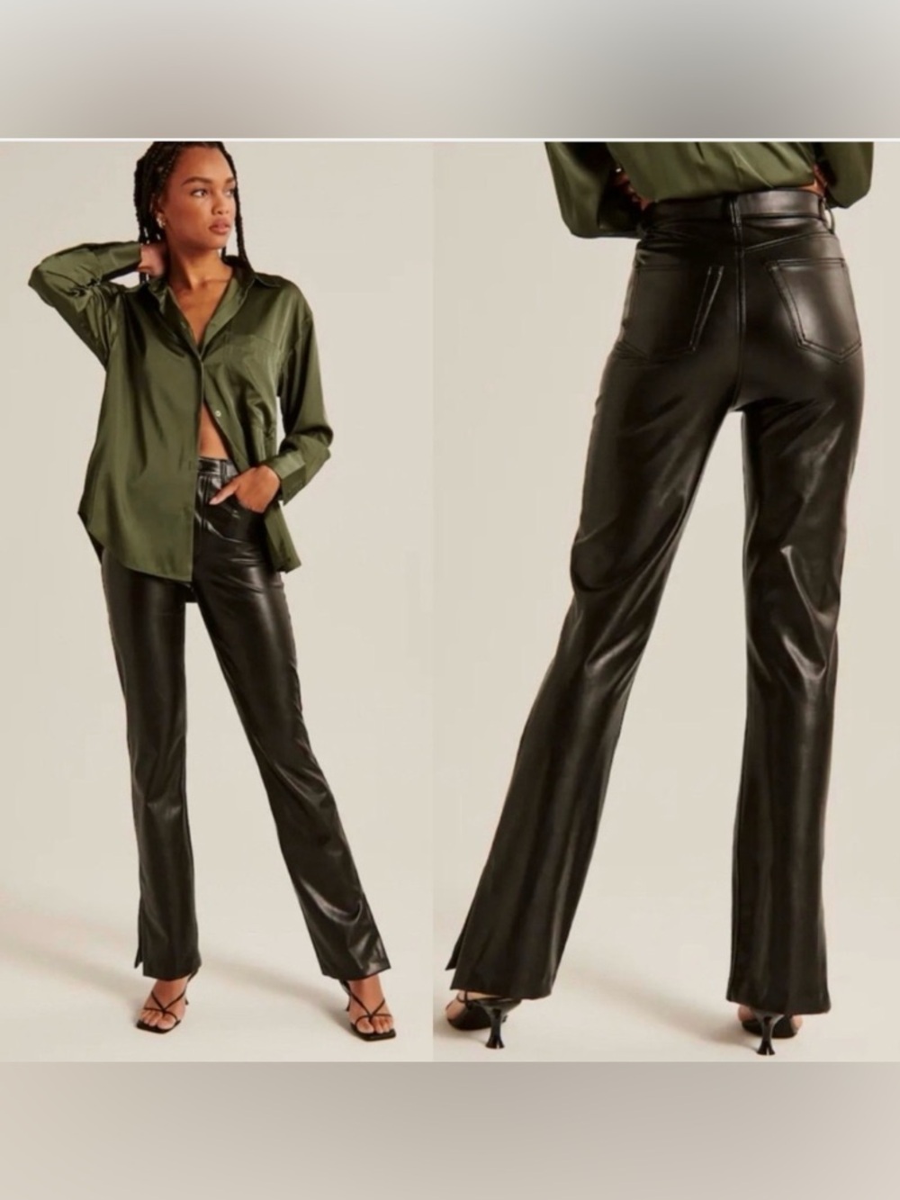 NWT Abercrombie & Fitch Black Vegan Leather Straight Leg Pants